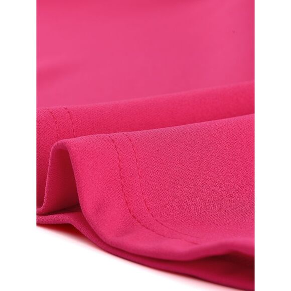 Tie Neck A-Line Mesh Sleeve Mini Dress Hot Pink - Picture 5 of 6